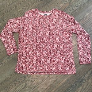 Land's End women's size XL long sleeved red/pink paisley t-shirt